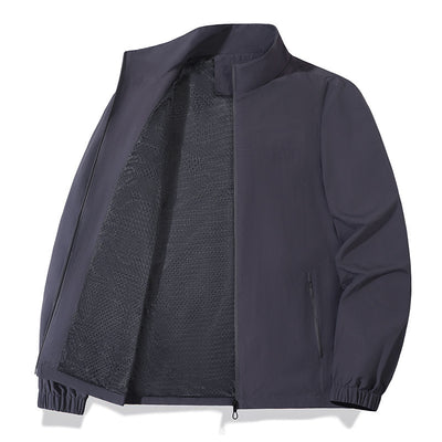 Large Size Men's Casual Jacket Stand Collar Zipper Windproof